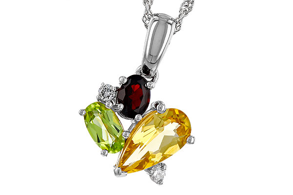 A284-02945: NECKLACE .79 SEMI PREC (CIT,PER,GAR) .82 TGW