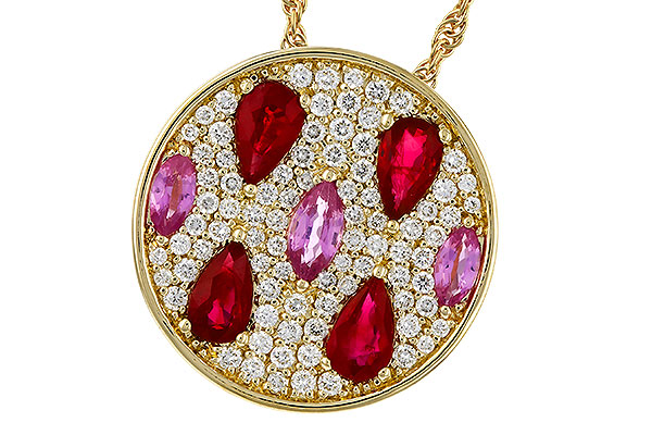 A284-08381: NECK 1.42 TW PRECIOUS (RUBY & PINK SAPP) 1.82 TGW