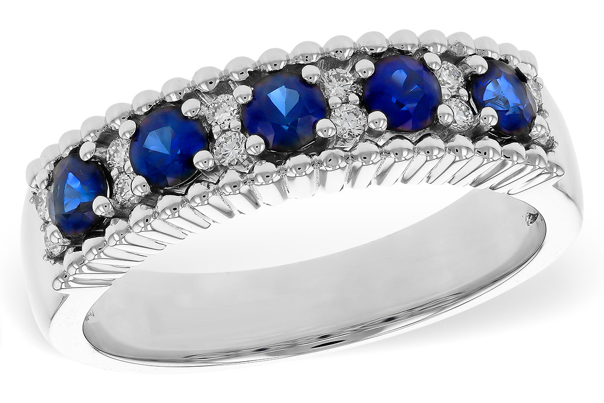 A284-08436: LDS WED RG .64 TW SAPPHIRE .76 TGW