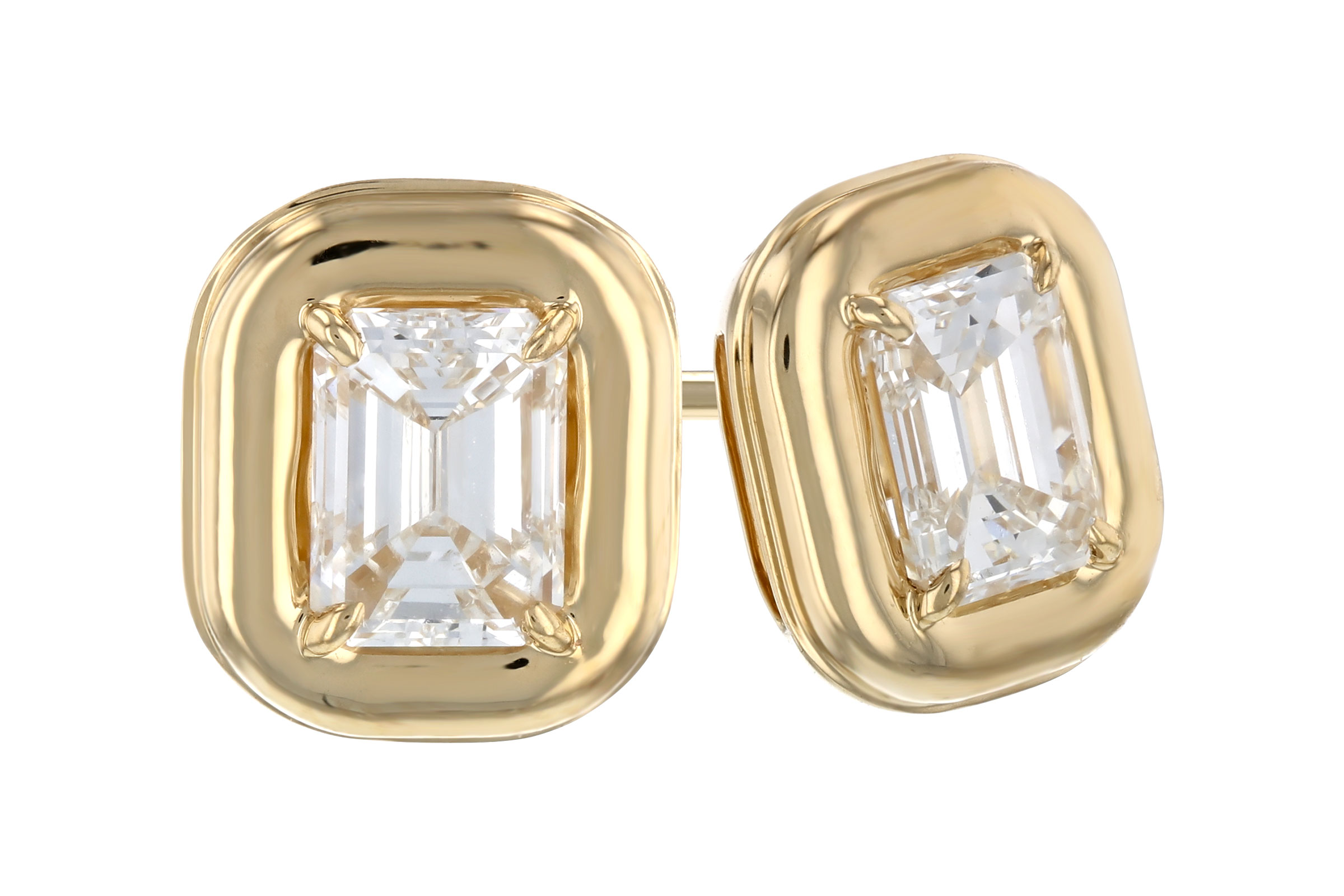 A284-93836: EARRINGS .48 TW EMERALD CUT DIA