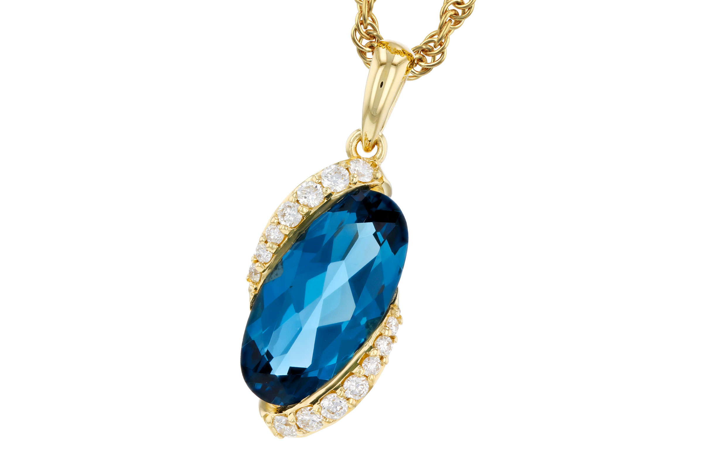 A284-93854: NECK 2.25 LONDON BLUE TOPAZ 2.37 TGW (12x6MM LBT)