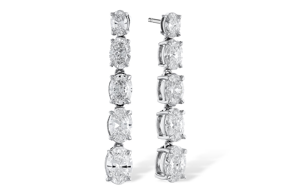 B283-15663: EARRINGS 1.90 TW OVAL DIAMONDS