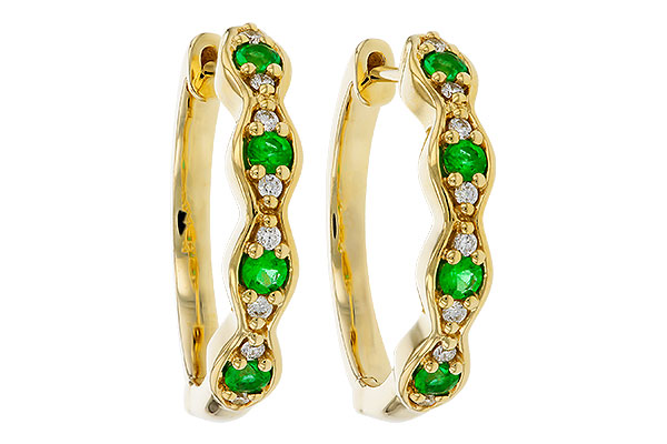 B284-08390: EARRINGS .20 TW EMERALD .30 TGW