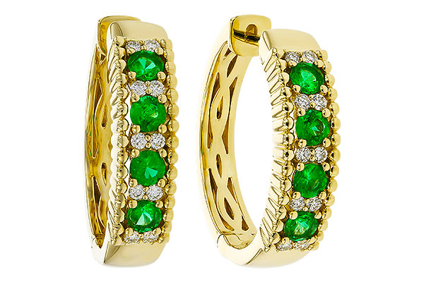 B284-08454: EARRINGS .33 TW EMERALD .45 TGW