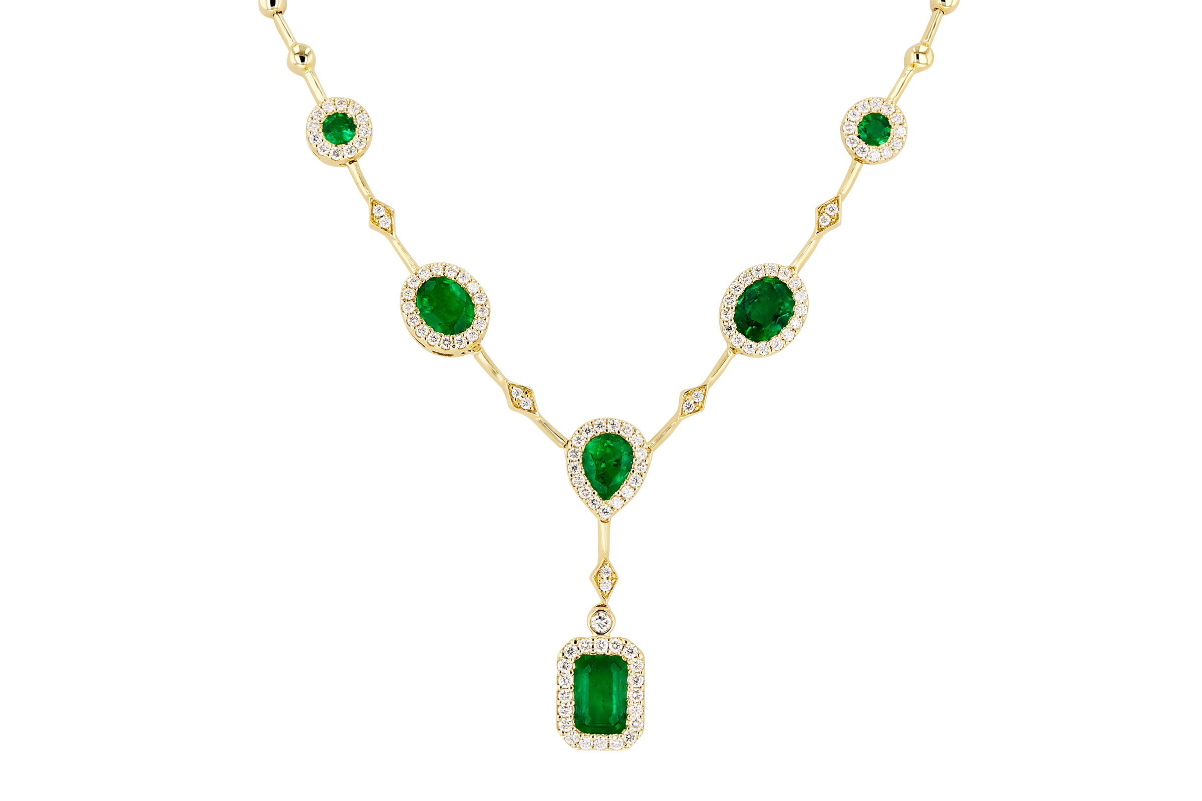 B284-92918: NECKLACE 1.66 TW EMERALD 2.08 TGW (17")