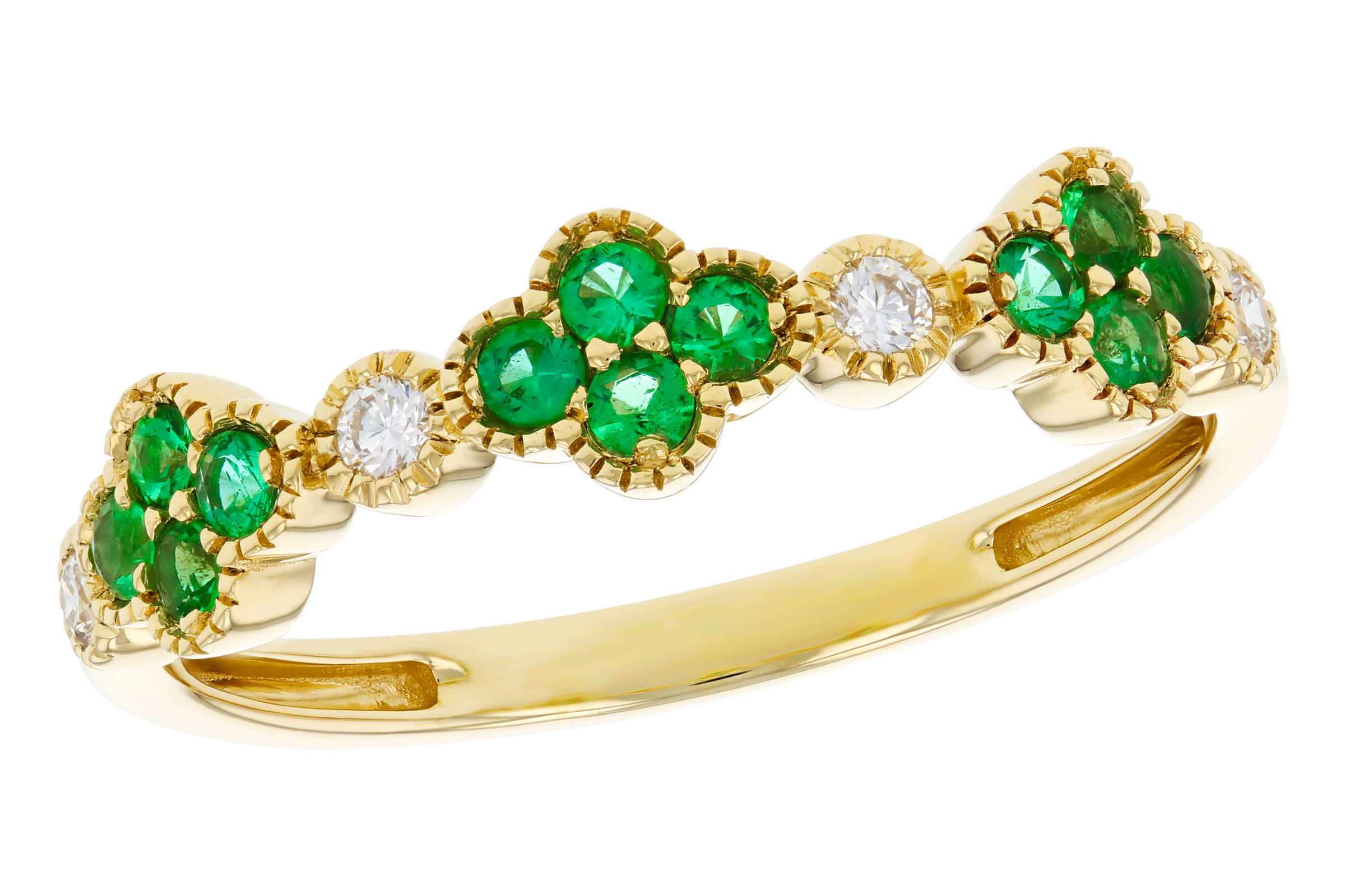 B284-93845: LDS WED RG .18 TW EMERALD .26 TGW