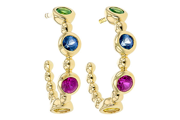 C284-91099: EARR .68 TW MULTI-COLOR SAPPH & GREEN GARNET