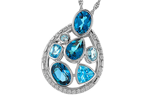 D284-05681: NECKLACE 3.23 TW BLUE TOPAZ 3.38 TGW