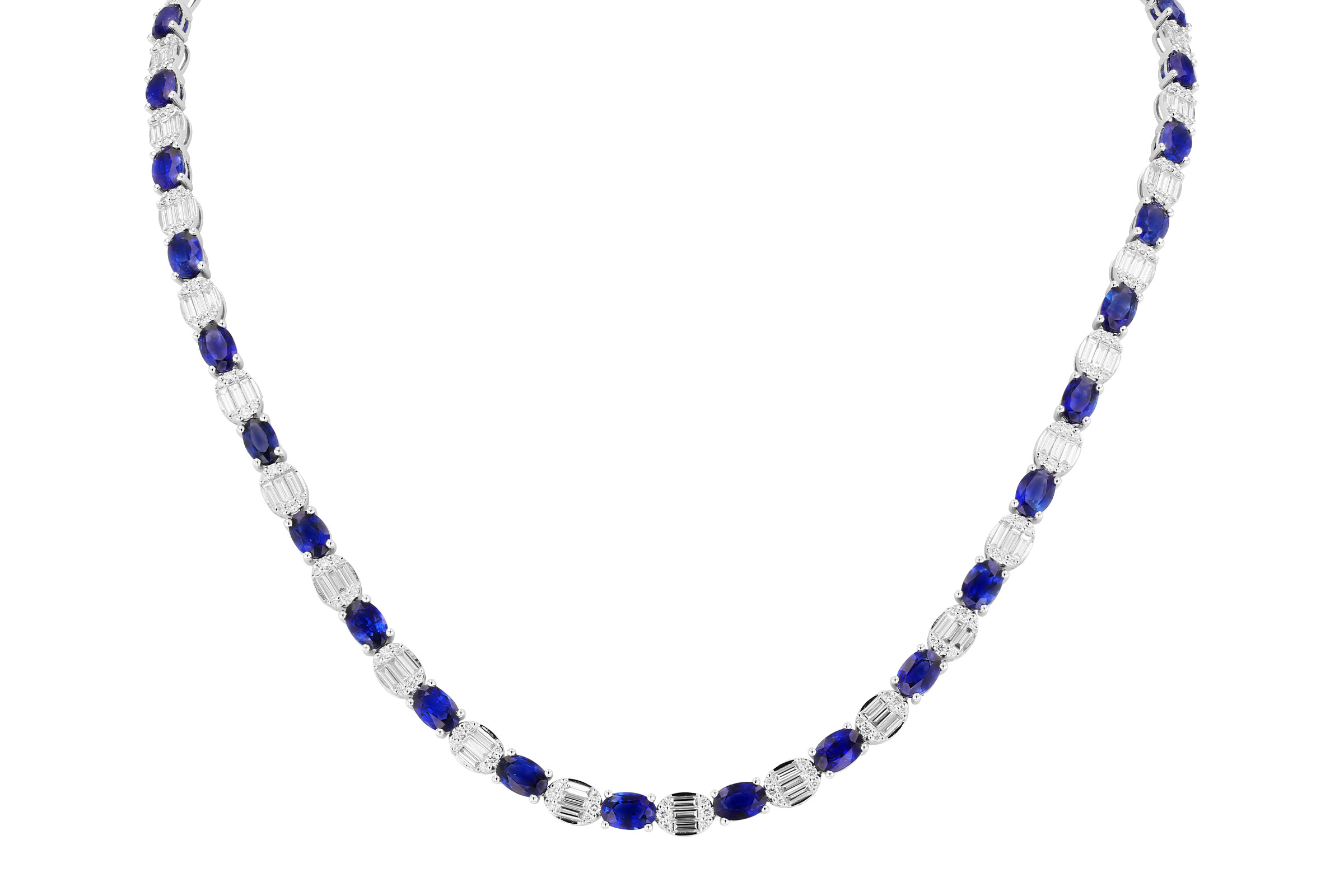 D284-92917: NECKLACE 17.68 TW SAPPHIRE 21.82 TGW (17")