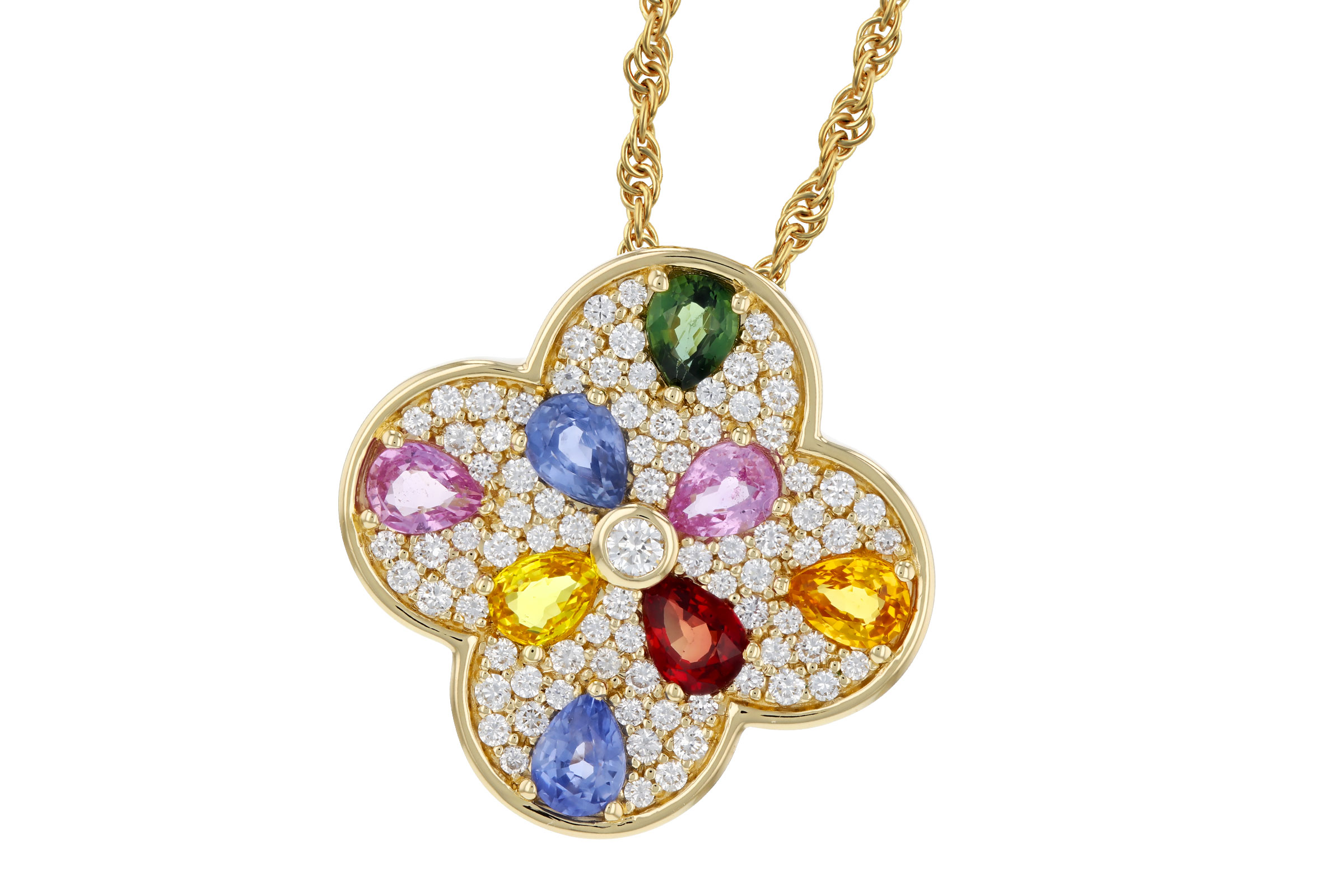 D284-93863: NECKLACE 1.40 MULTI-COLOR SAPPH 1.82 TGW