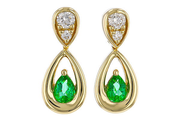E284-03872: EARRINGS .20 EMERALD .32 TGW (4x3 EMER)