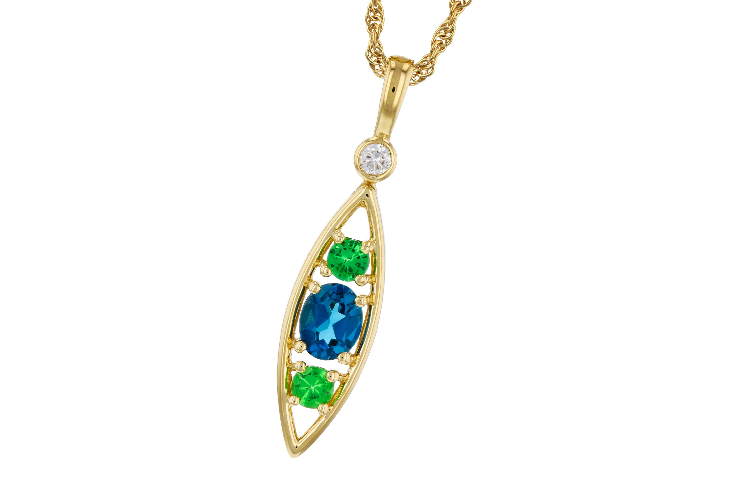 E284-92954: NECKLACE .54 SEMI-PREC (LBT & GR.GT) .58 TGW