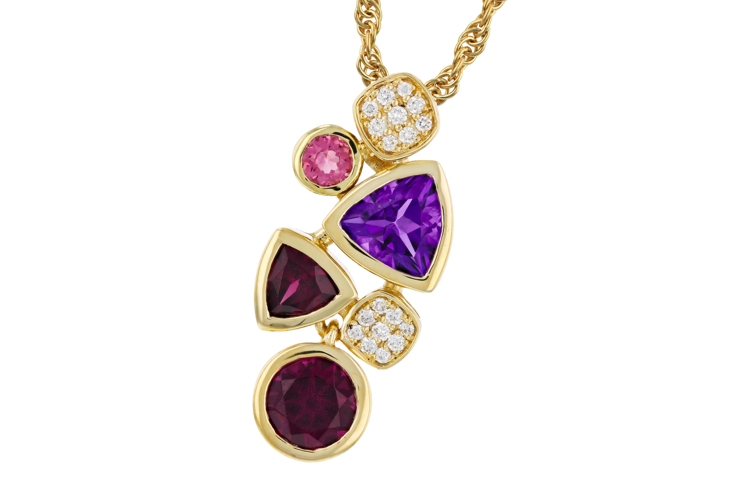 E284-92981: NECKLACE 1.34 SEMI-PREC (AM,RHO,PT) 1.40 TGW