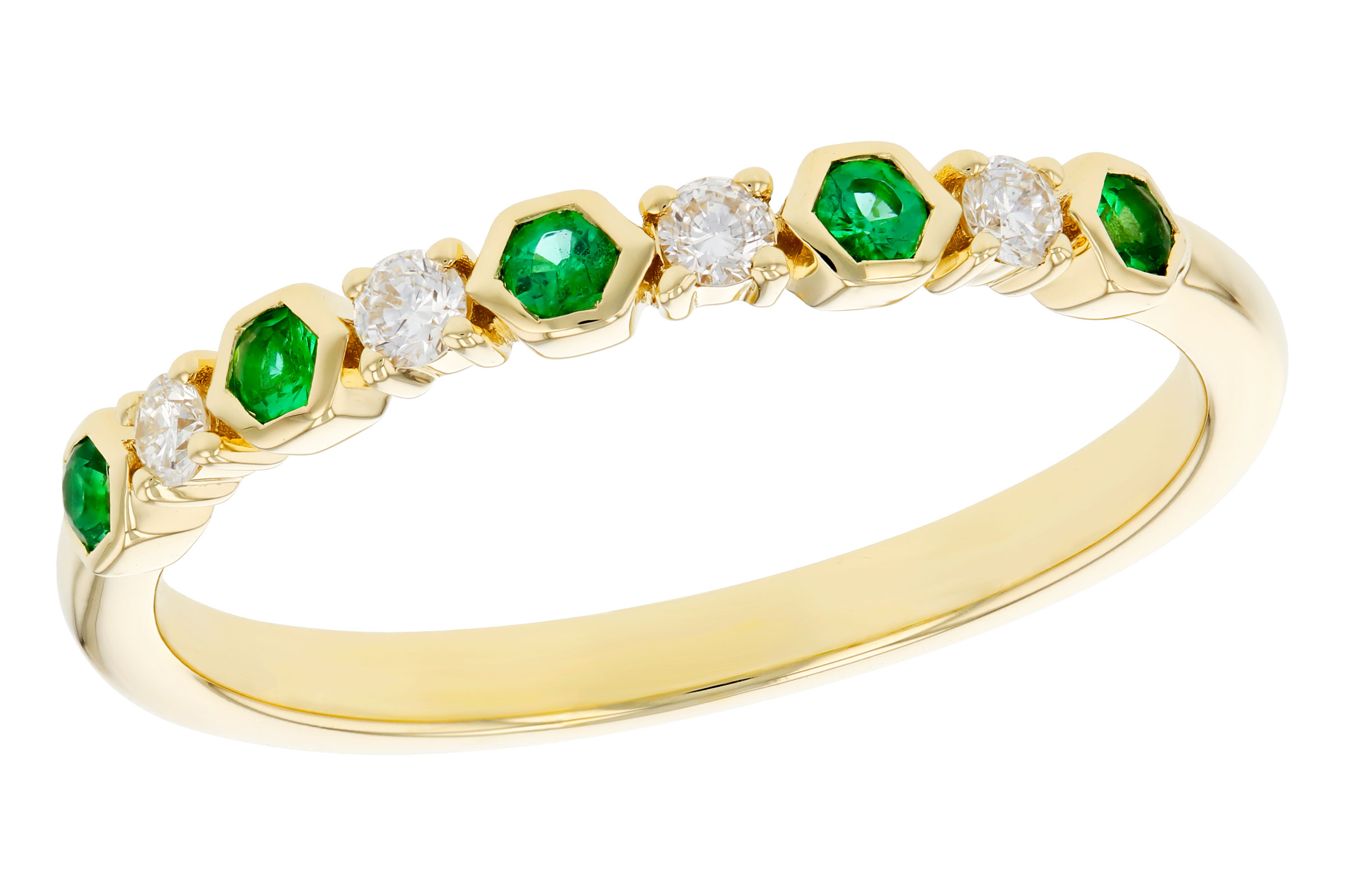E284-93854: LDS WED RG .10 TW EMERALD .20 TGW