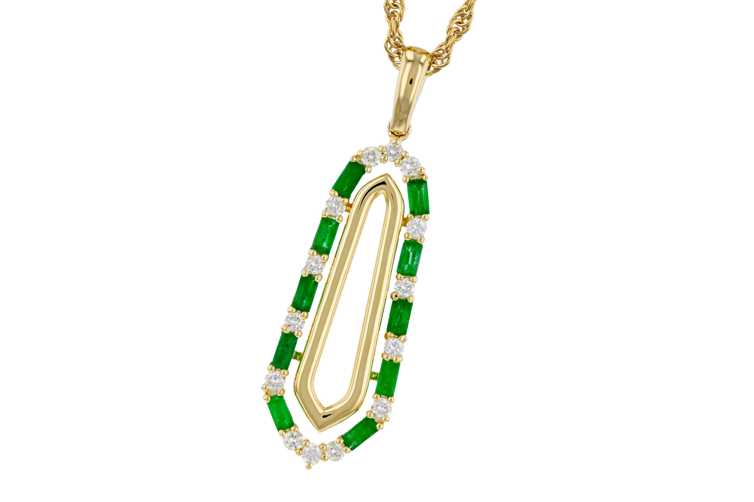 F284-93863: NECKLACE .44 TW EMERALD .64 TGW