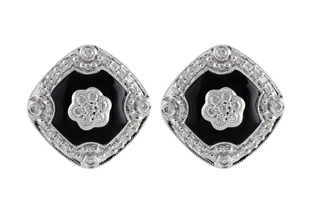 G194-92035: DIA & ONYX EARRINGS .50 TW