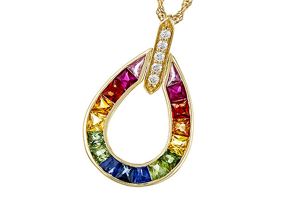 G284-02944: NECKLACE 1.10 MULTI-COLOR SAPPH 1.15 TGW
