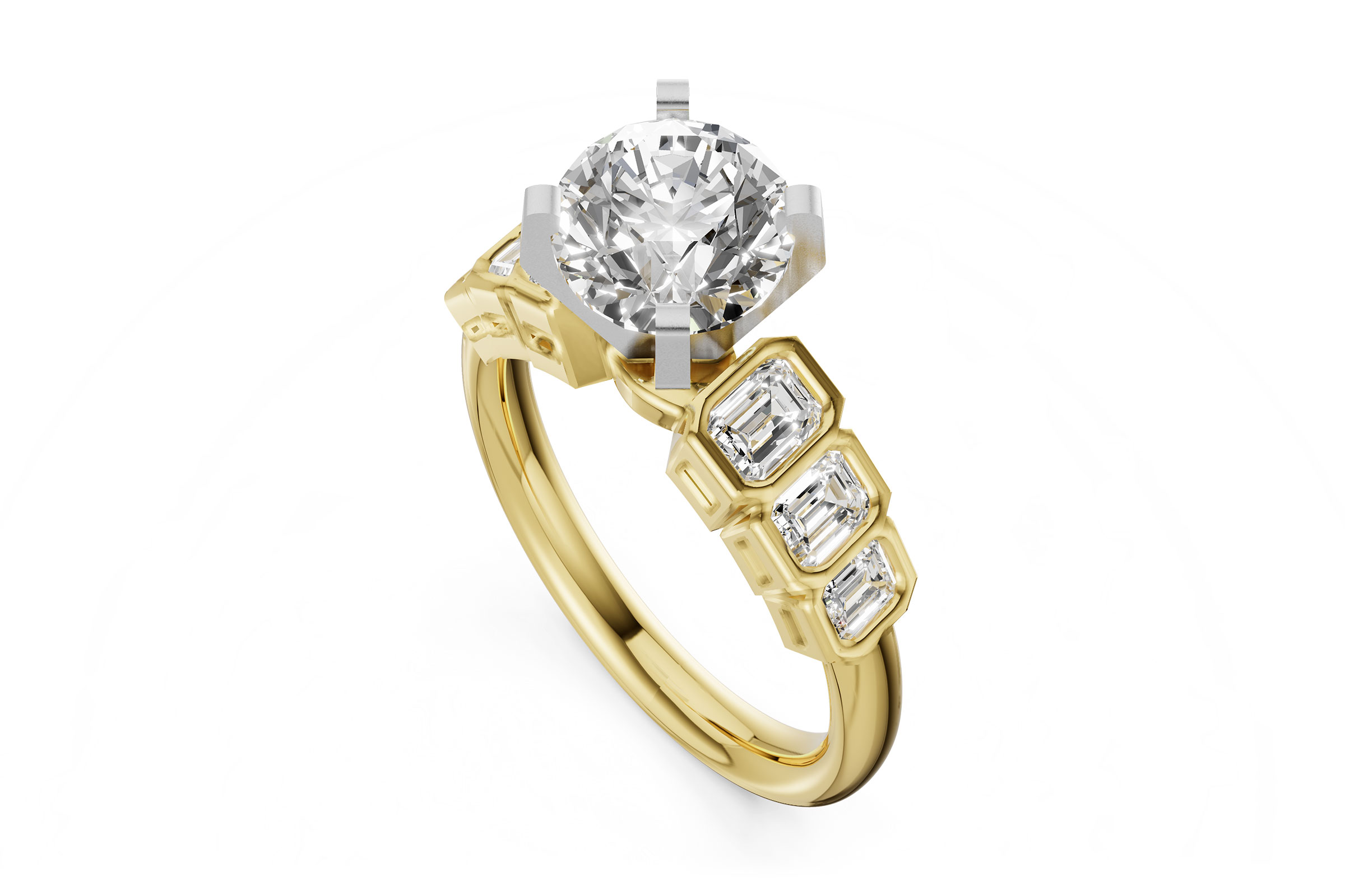 G284-92008: LDS SEMI DIA RG .92 TW EMERALD CUTS