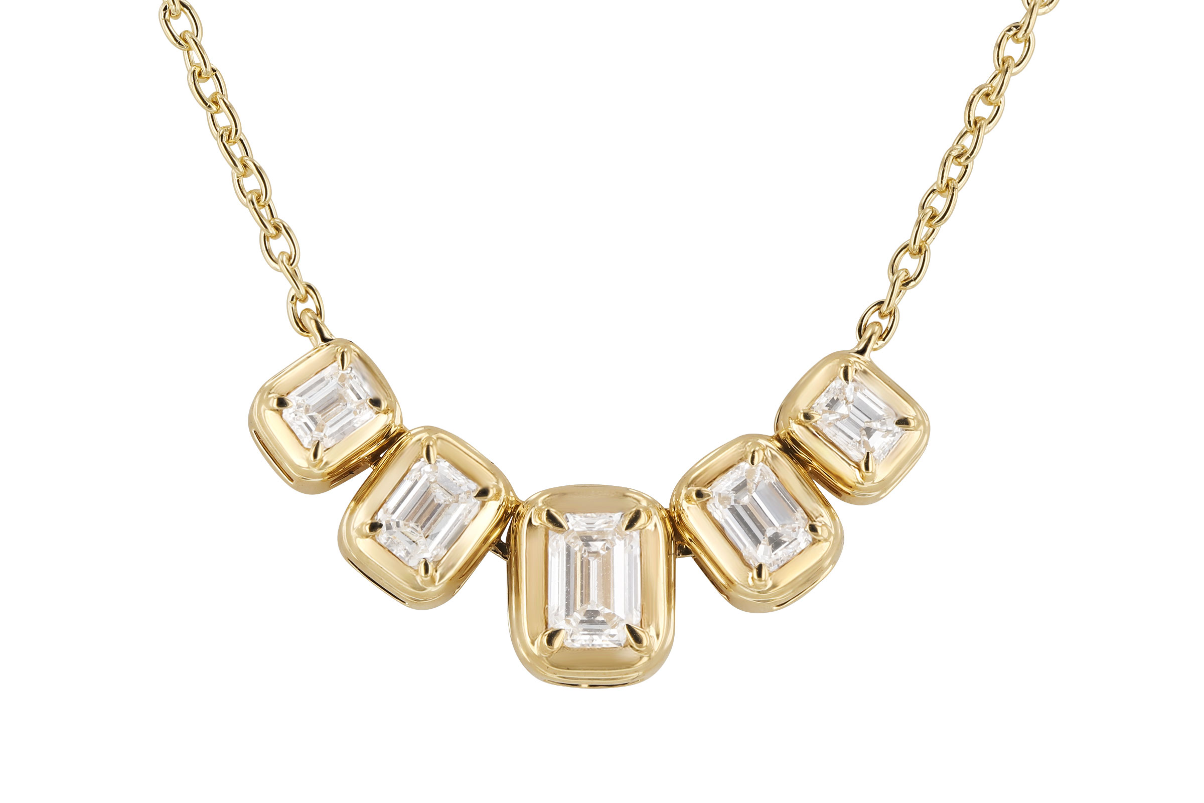 G284-93835: NECKLACE .87 TW EMERALD CUT DIA (18")
