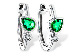 K284-04817: EARRINGS .38 TW EMERALD .44 TGW