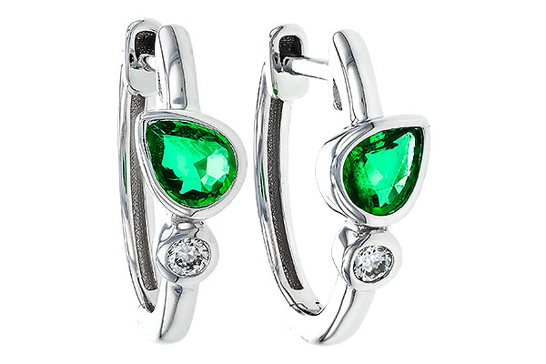 K284-04817: EARRINGS .38 TW EMERALD .44 TGW