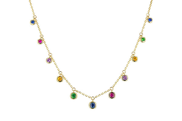 L283-15671: NECK .90 TW MULTI-COLOR SAPPH & GREEN GARNET (18")