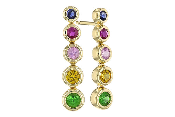 L283-17544: EARR .60 TW MULTI-COLOR SAPPH & GREEN GARNET