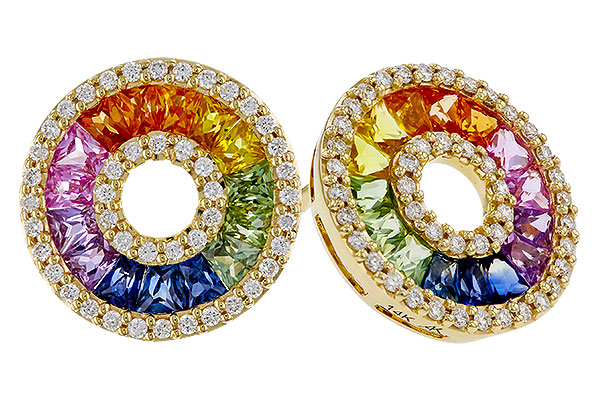 L284-02944: EARRINGS 2.10 MULTI-COLOR SAPP 2.37 TGW
