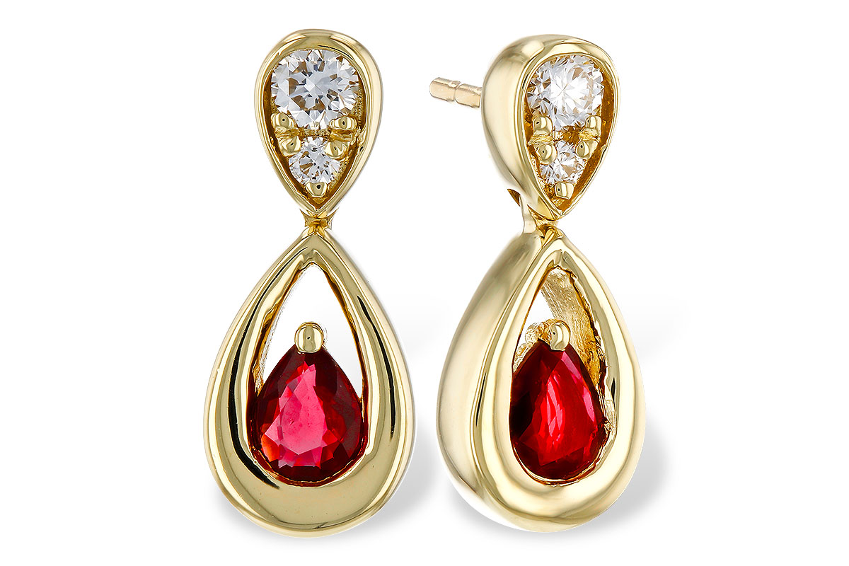 L284-02953: EARRINGS .40 RUBY .52 TGW (4x3 RUBY)