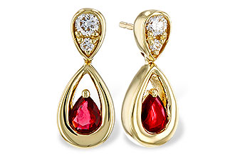 L284-02953: EARRINGS .40 RUBY .52 TGW (4x3 RUBY)