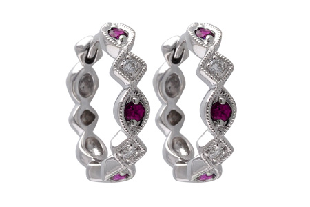 M010-36553: EARRINGS .20 RUBY .25 TGW