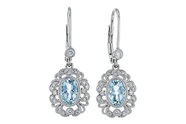 M284-01144: EARRING .75 TW AQUA .92 TGW (7x5MM AQUA)