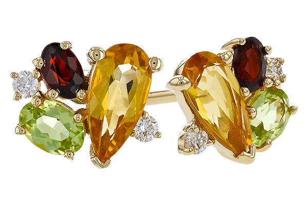 M284-02944: EARRINGS .66 SEMI PREC (CIT,PER,GAR) .70 TGW